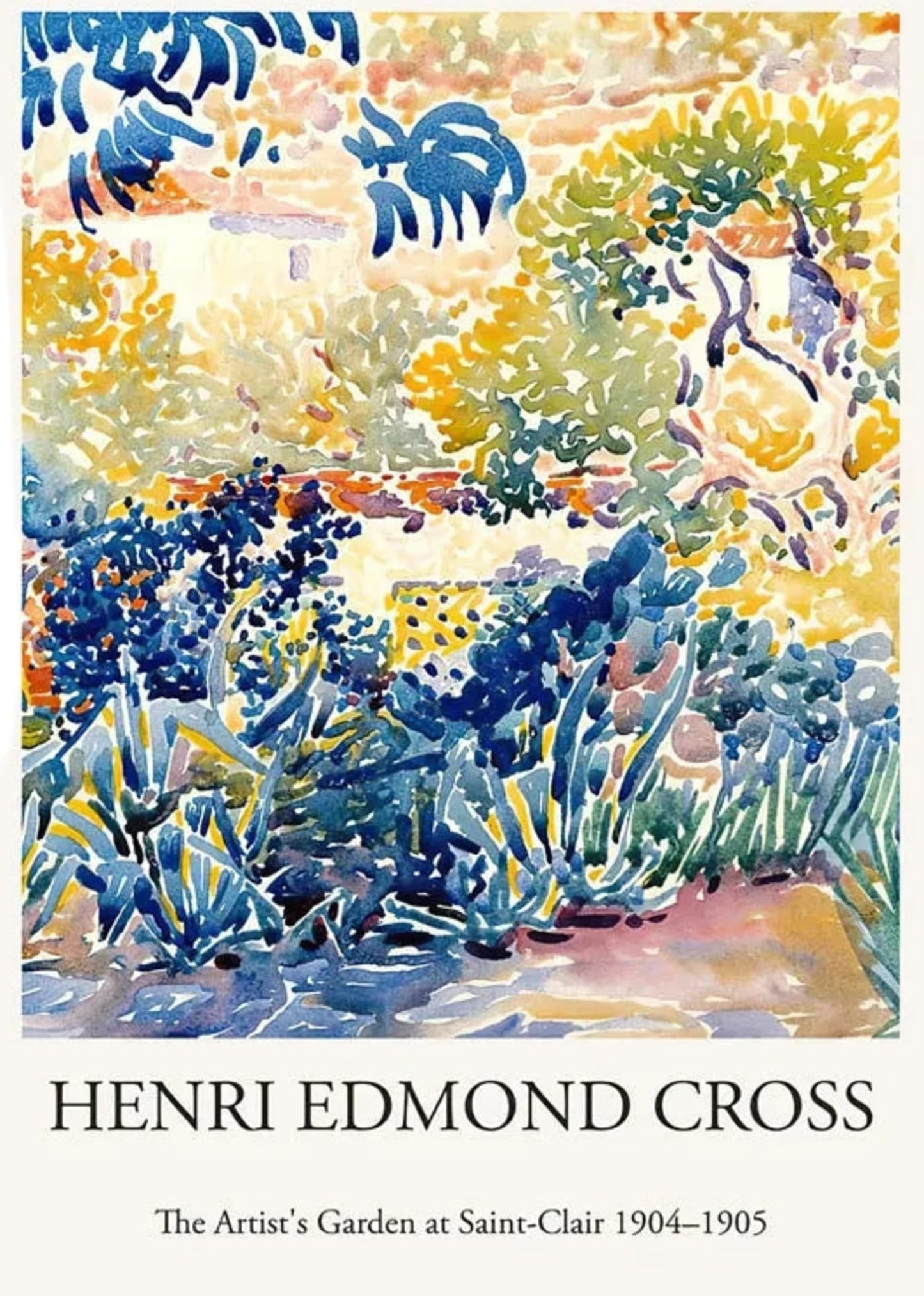 Henri Edmond Cross | The Artist's Garden at Saint-Clair Poster | Impressionist Art | Decorative Wall Decor | Home & Office Display