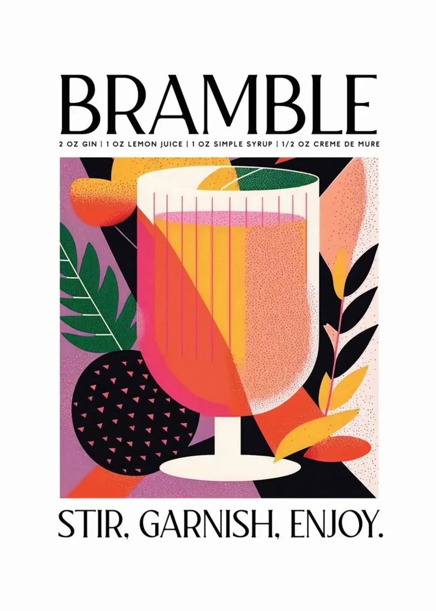 Bramble Cocktail-Poster | Lebendiger, moderner Stil