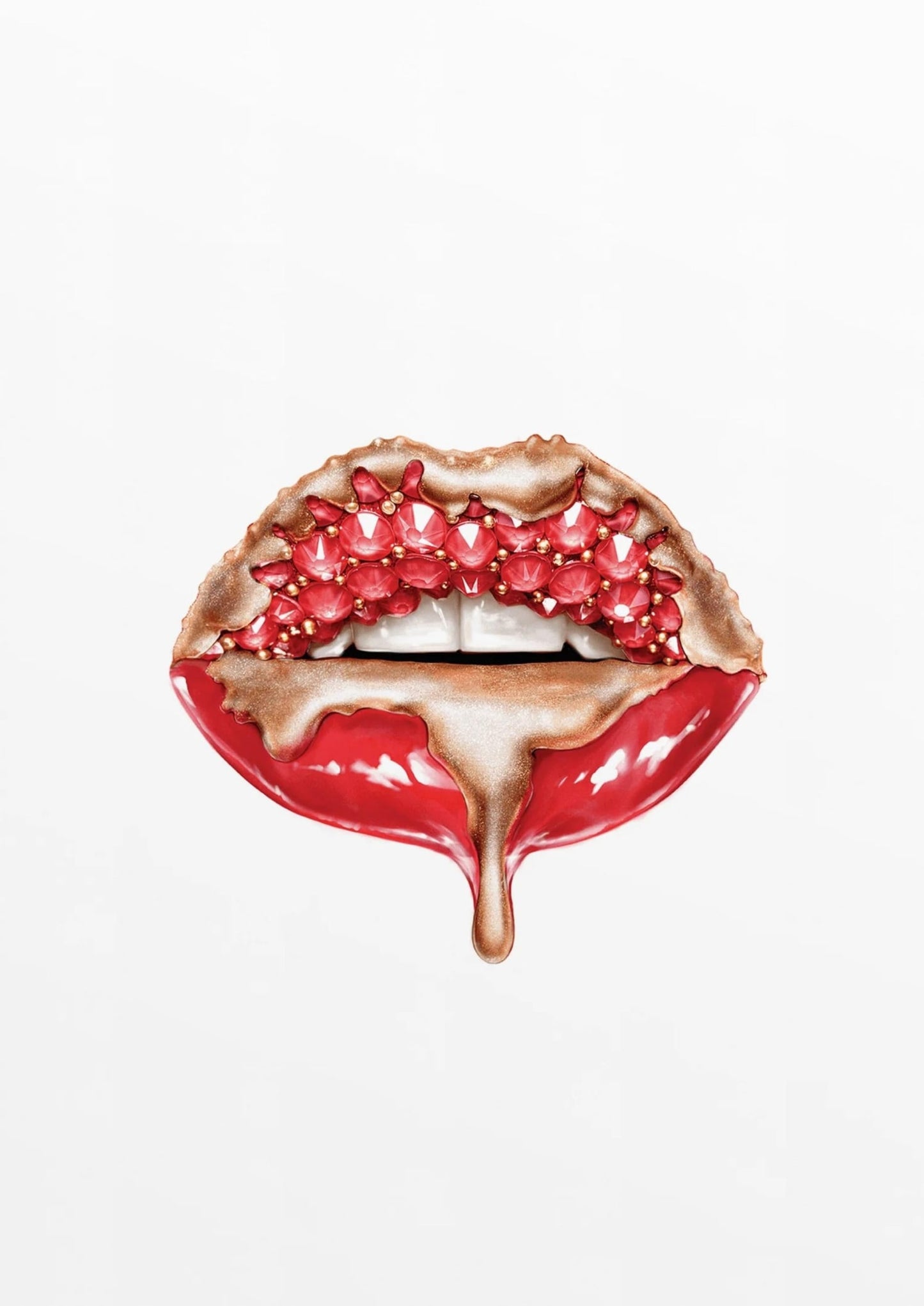 Rote Glitzerlippen | Glamouröse Wandkunst