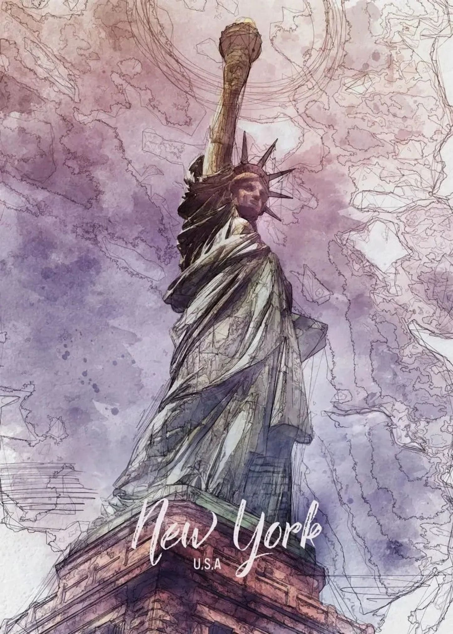 Freiheitsstatue | New York | USA | Symbol für Freiheit und Demokratie | Amerikanische Architekturikone | Poster mit kulturellen Wahrzeichen