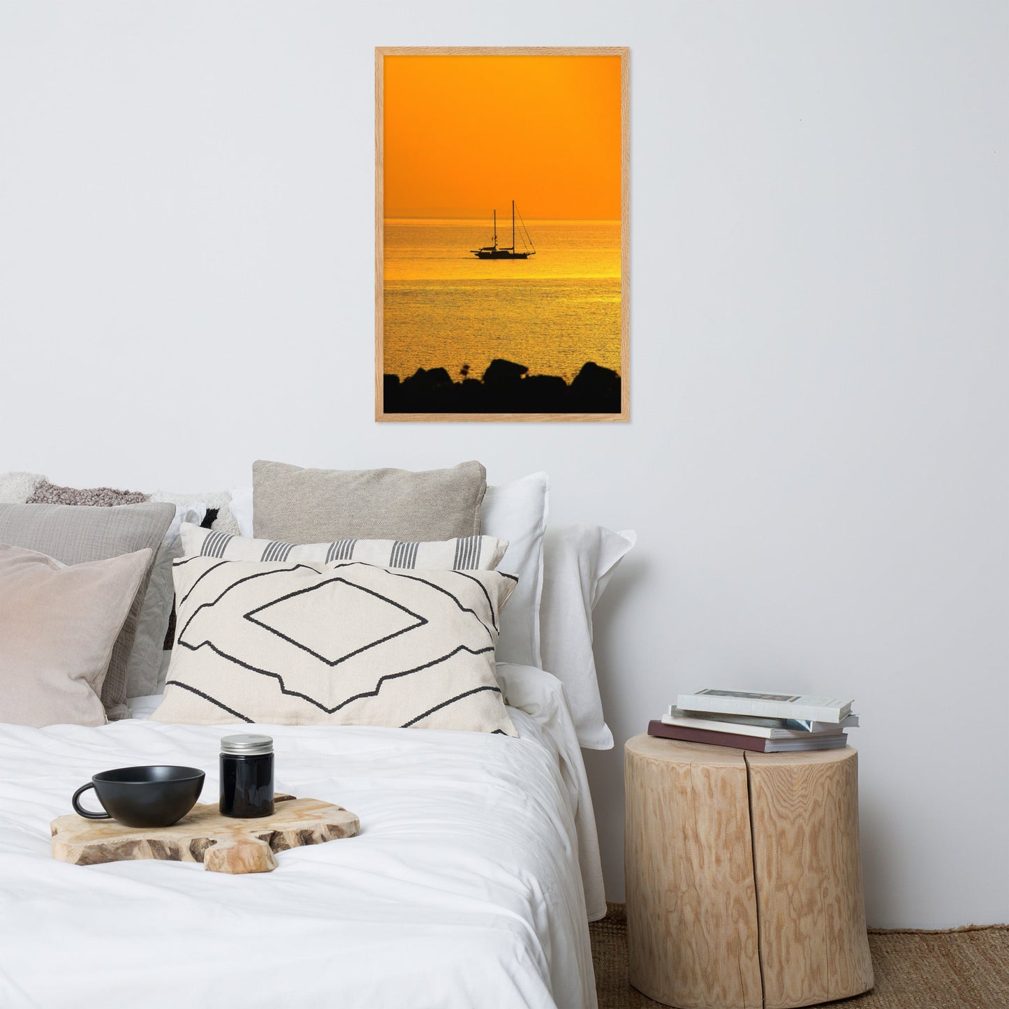 Poster - a ship on golden sea
