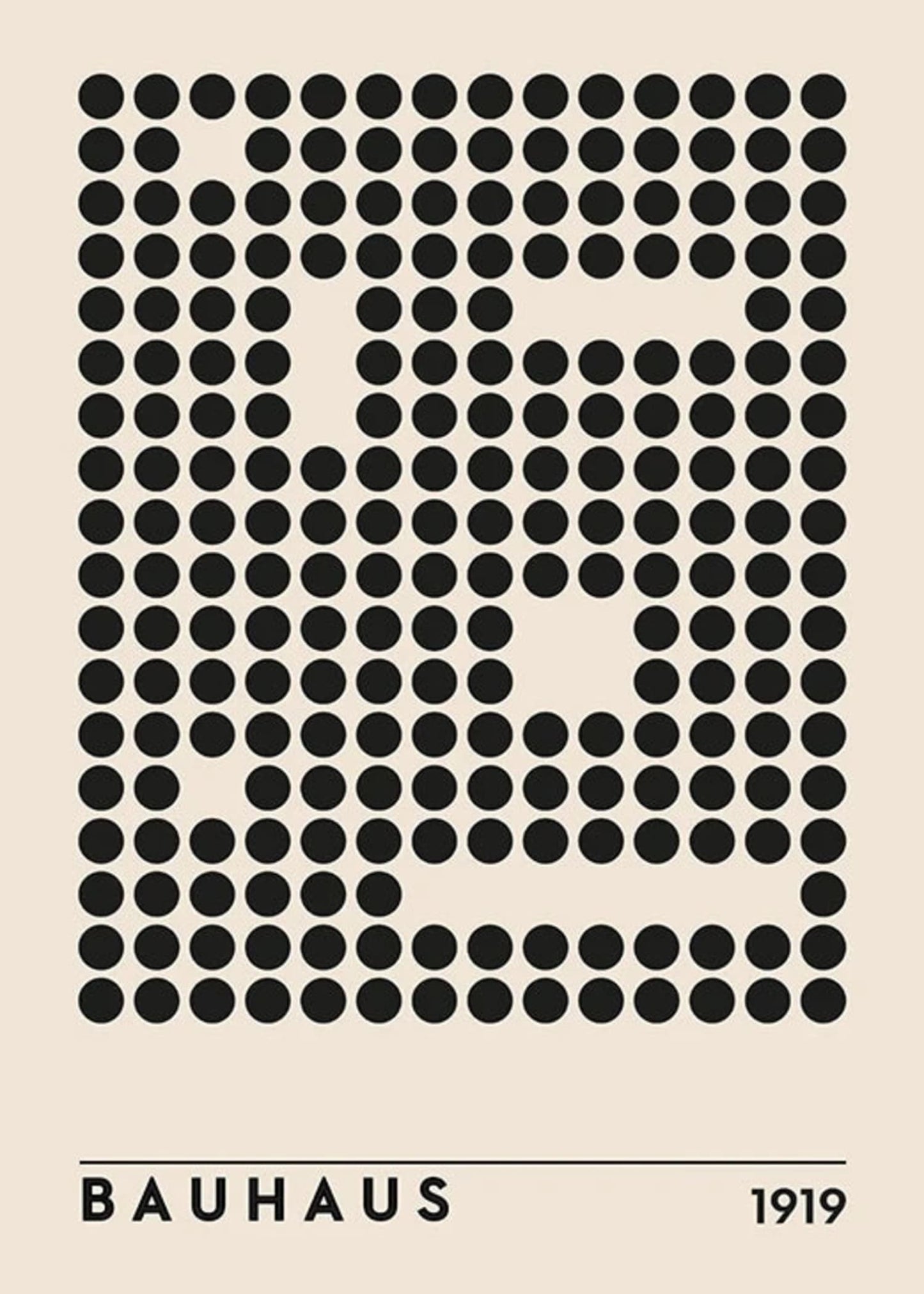 Plakat im Bauhaus-Stil | 1919-Hommage | Punktmatrix-Design | Moderne Wandkunst | Wohndekor | Künstlerischer Druck