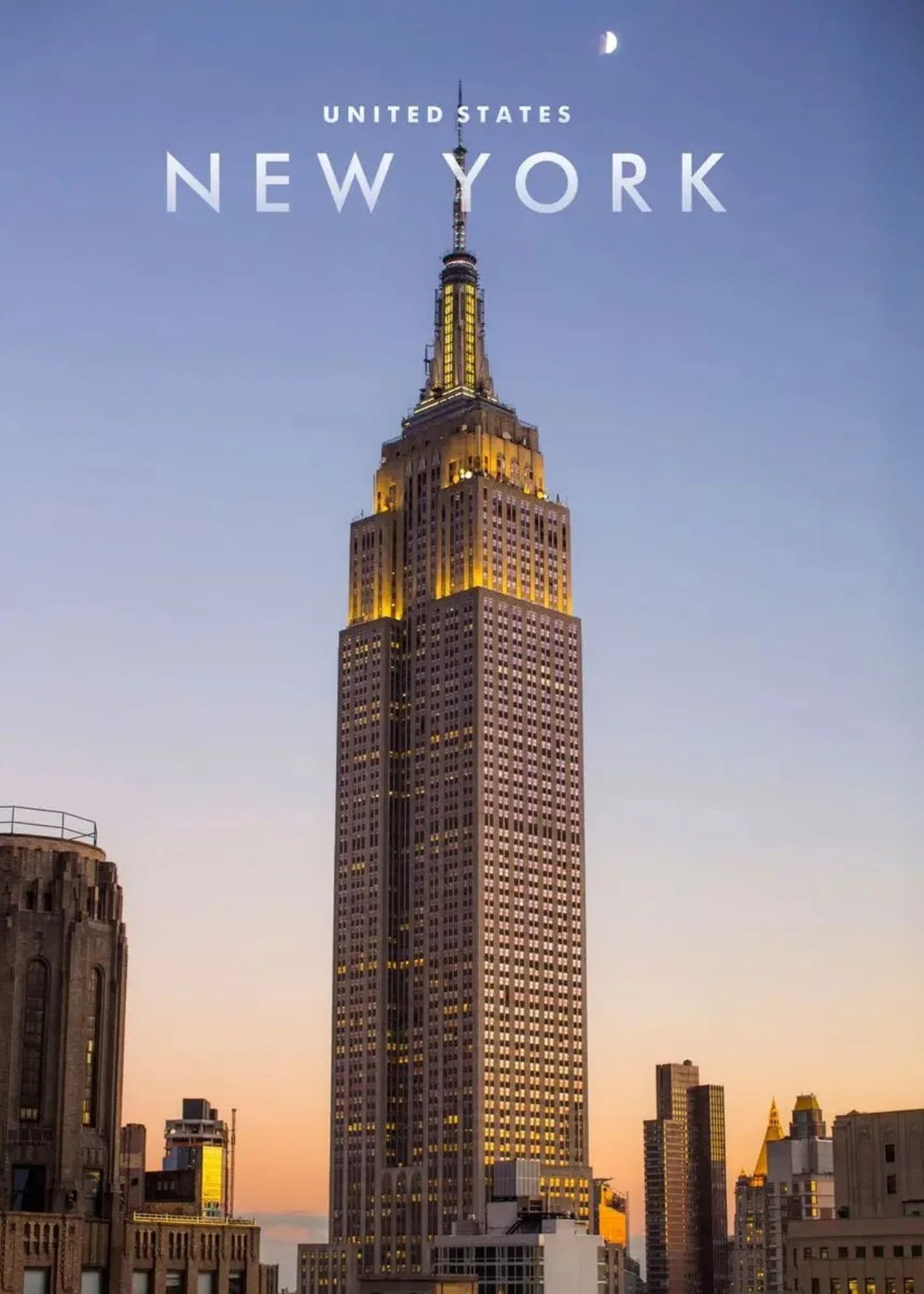 Empire State Building Poster | Dusk Skyline | New York City | Iconic Landmark | United States | Scenic Artwork
