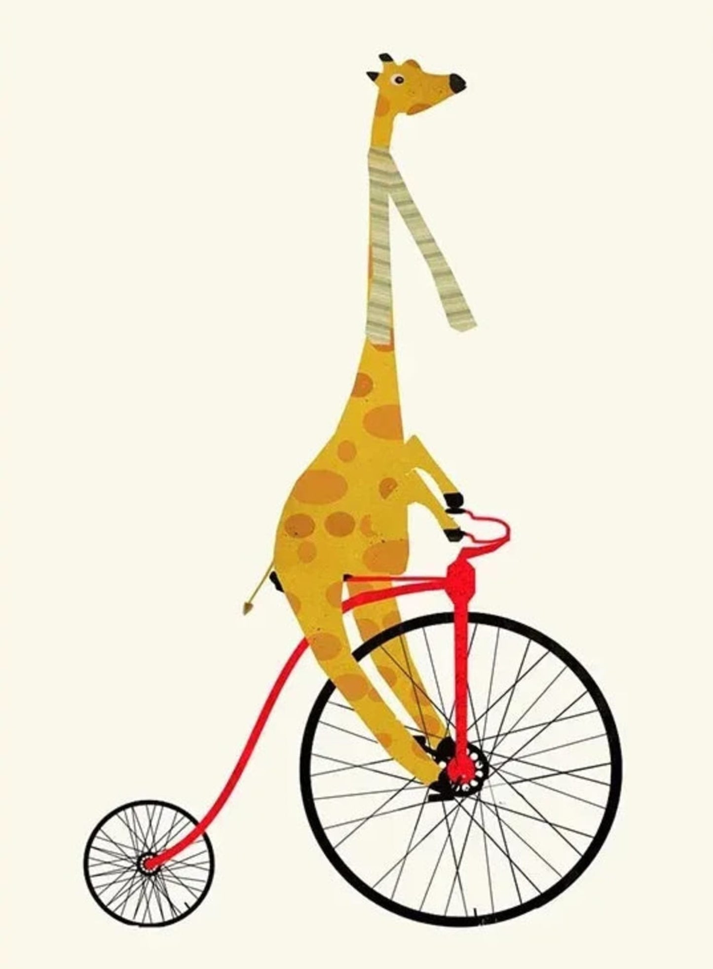 Giraffe's Solo Cycle Poster | Whimsical Wheels Artwork | Joyful Animated Adventures Decor