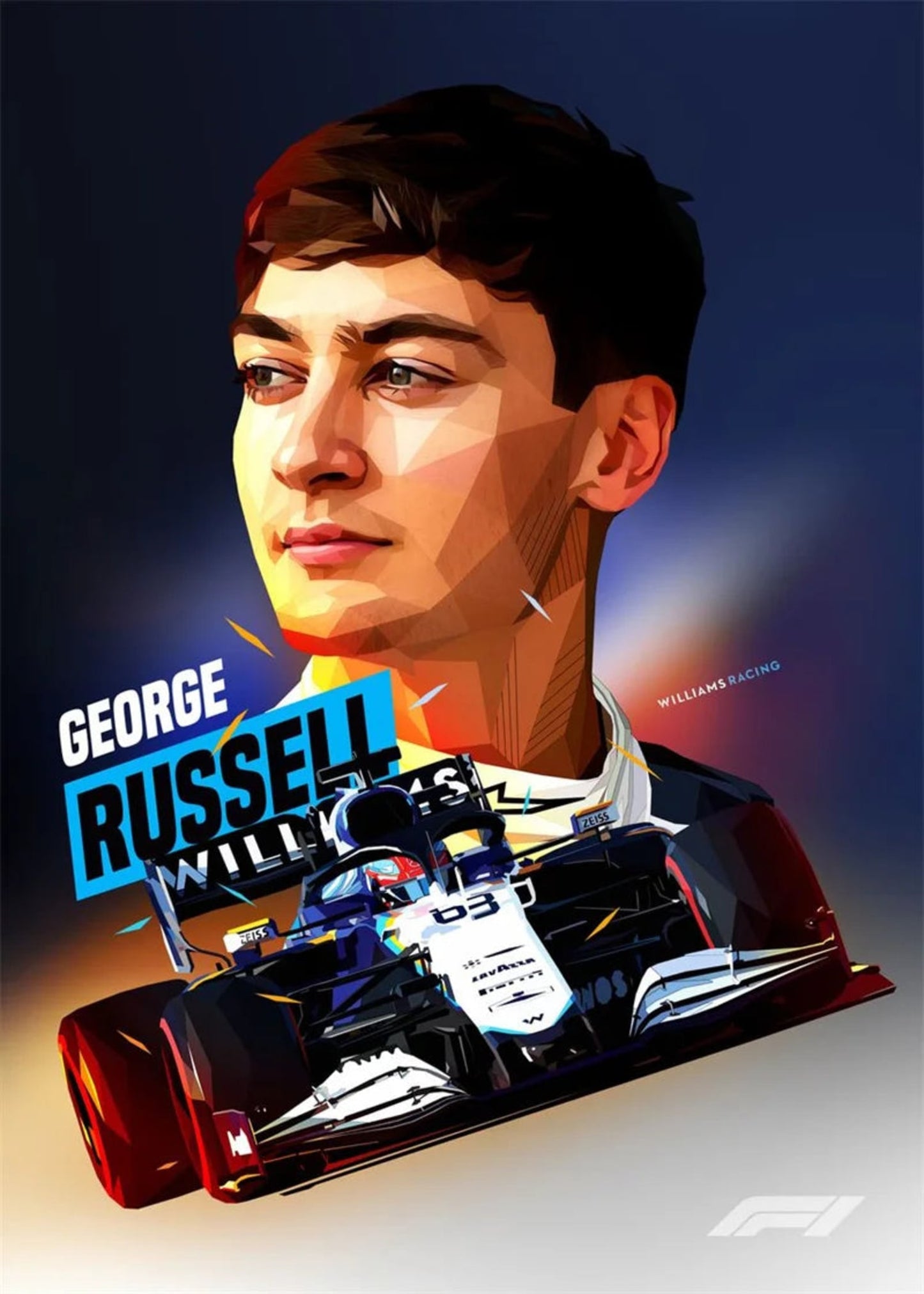 George Russell | Formel-1-Rennhelm | Motorsport-Kunst