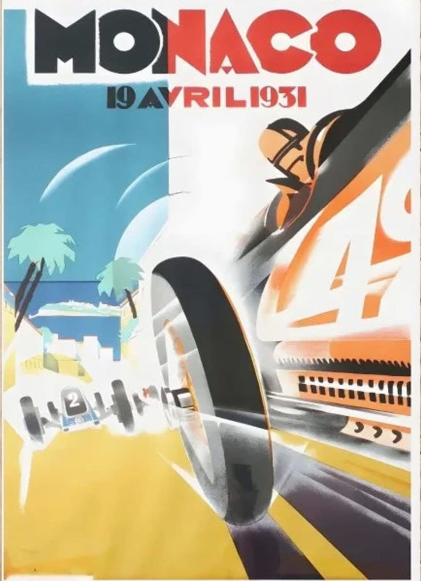 Vintage-Rennwagen-Kunstwerk von Monaco 1931