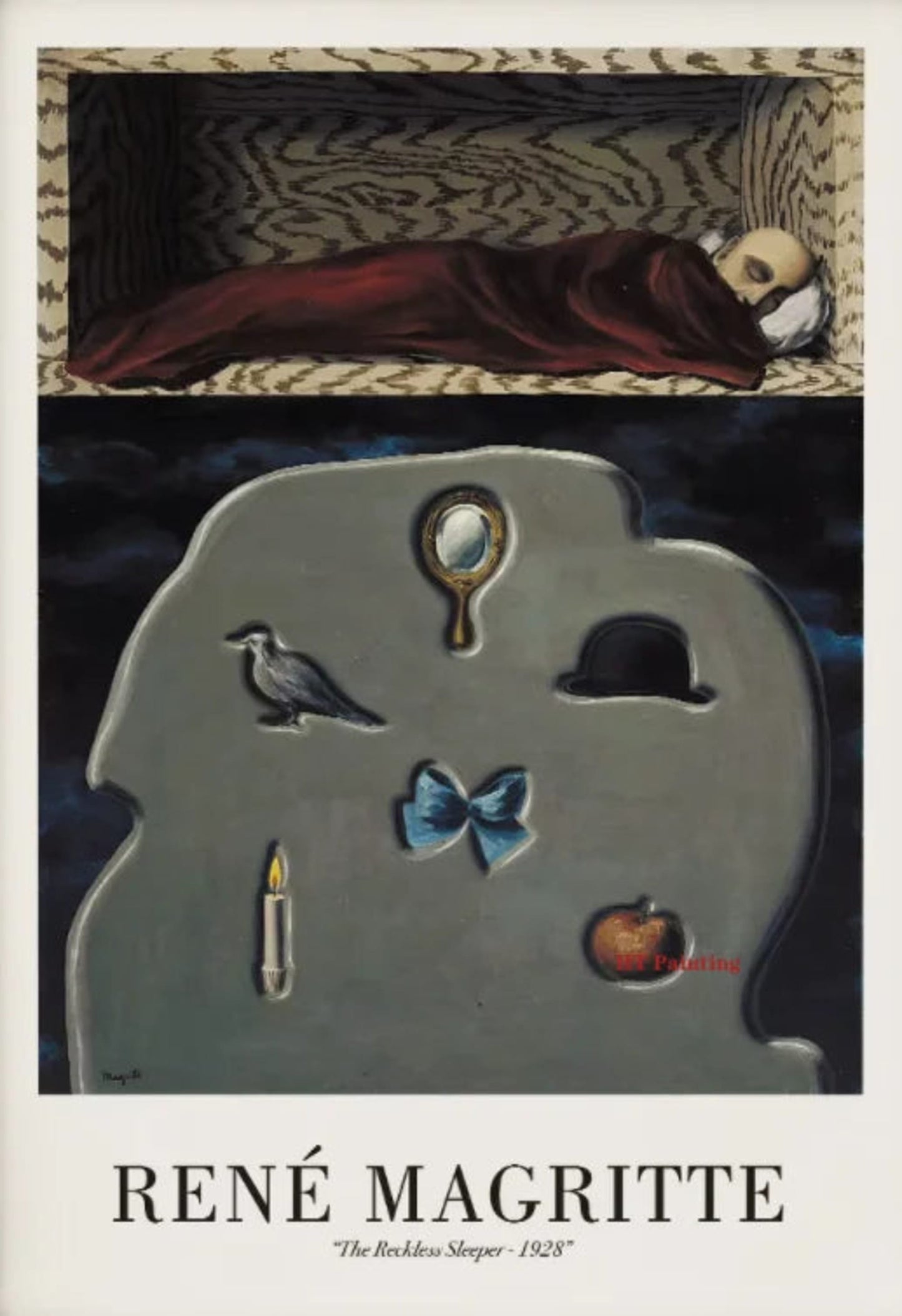 René Magritte De Roekeloze Slaper 1928 | Surrealistische Vintage Kunst
