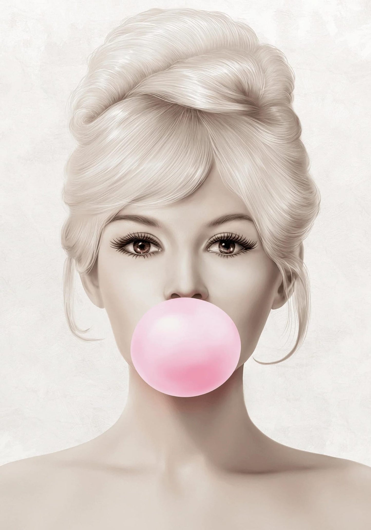 Brigitte Bardot Retro Pop Kunst | Kauwgom Roze