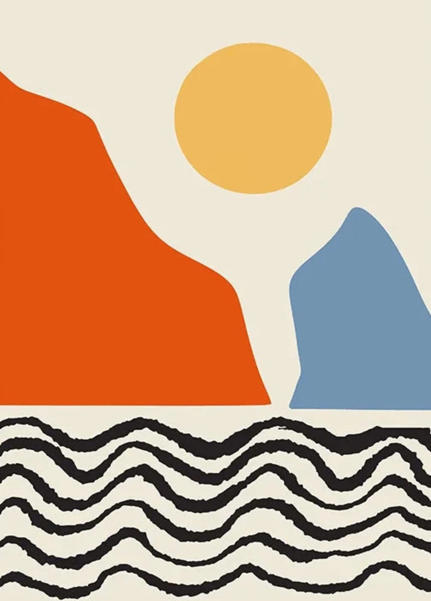 Abstrakte Berge im Stil von Mondrian | Rote und blaue Wellen