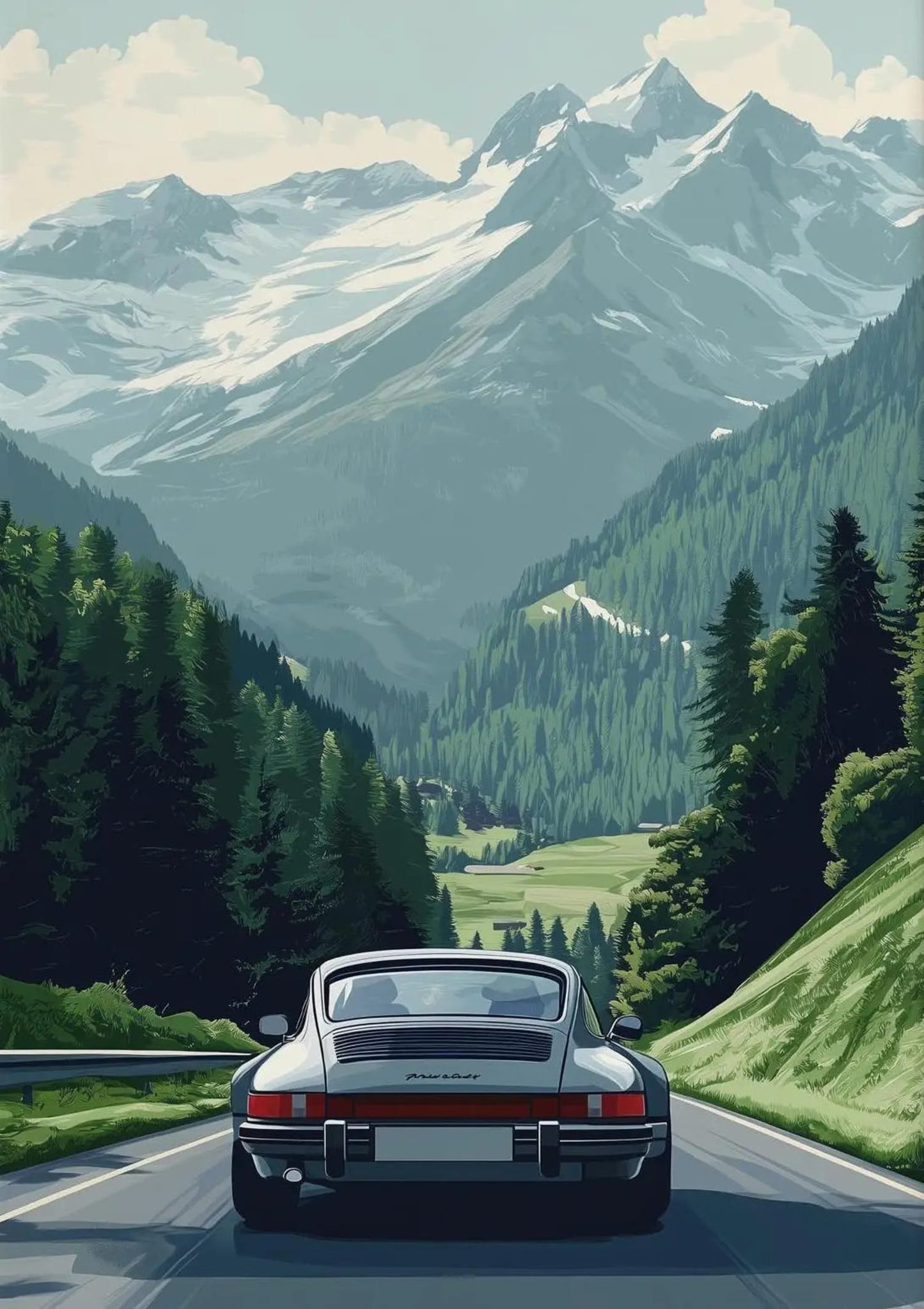 Vintage Porsche | Alpine Drive Retro Scene