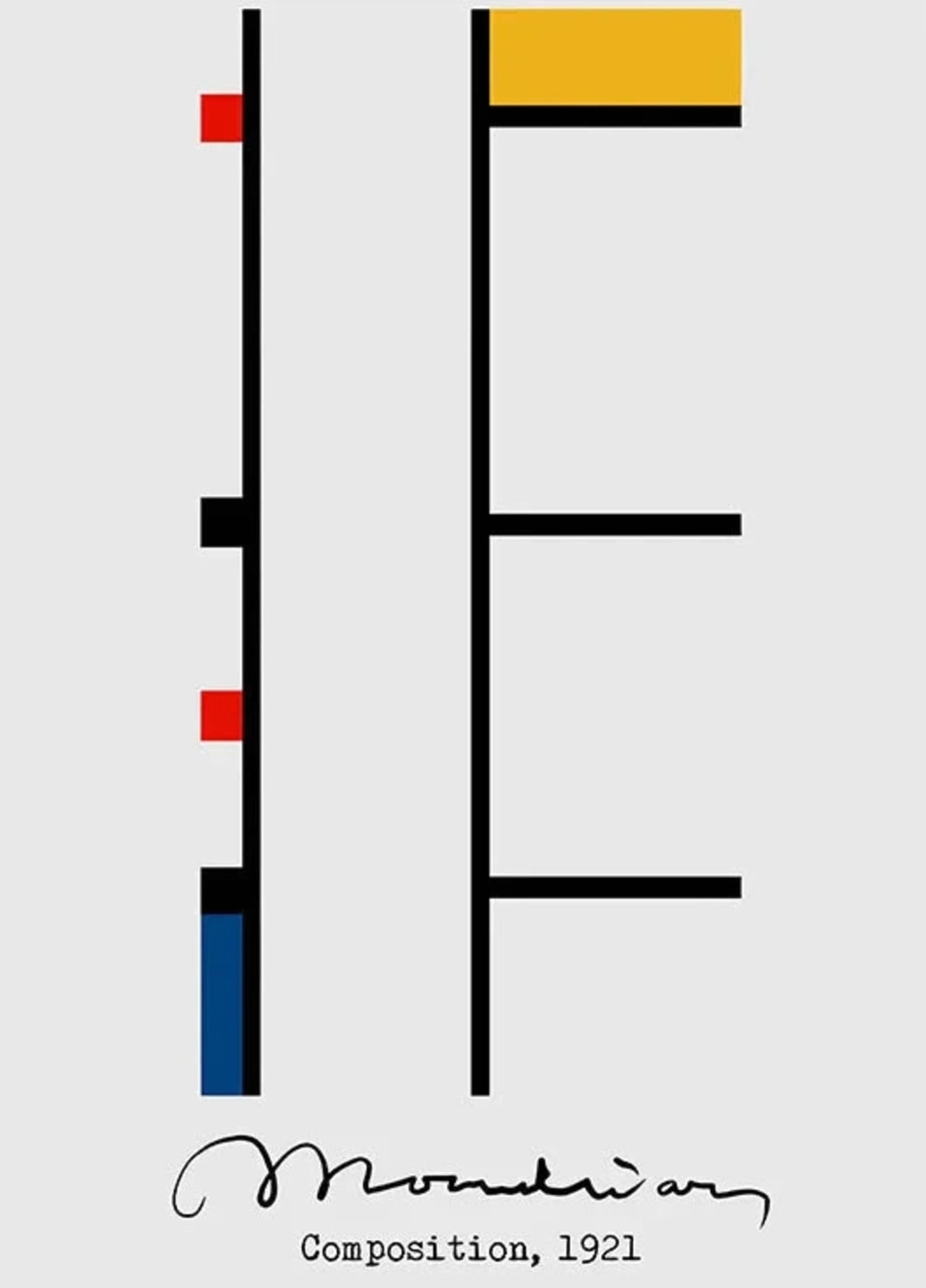 Piet Mondrian Early Composition Poster | Abstract Art | 1921 Vintage Reproduction | Modern Artwork for Home & Garden Decor