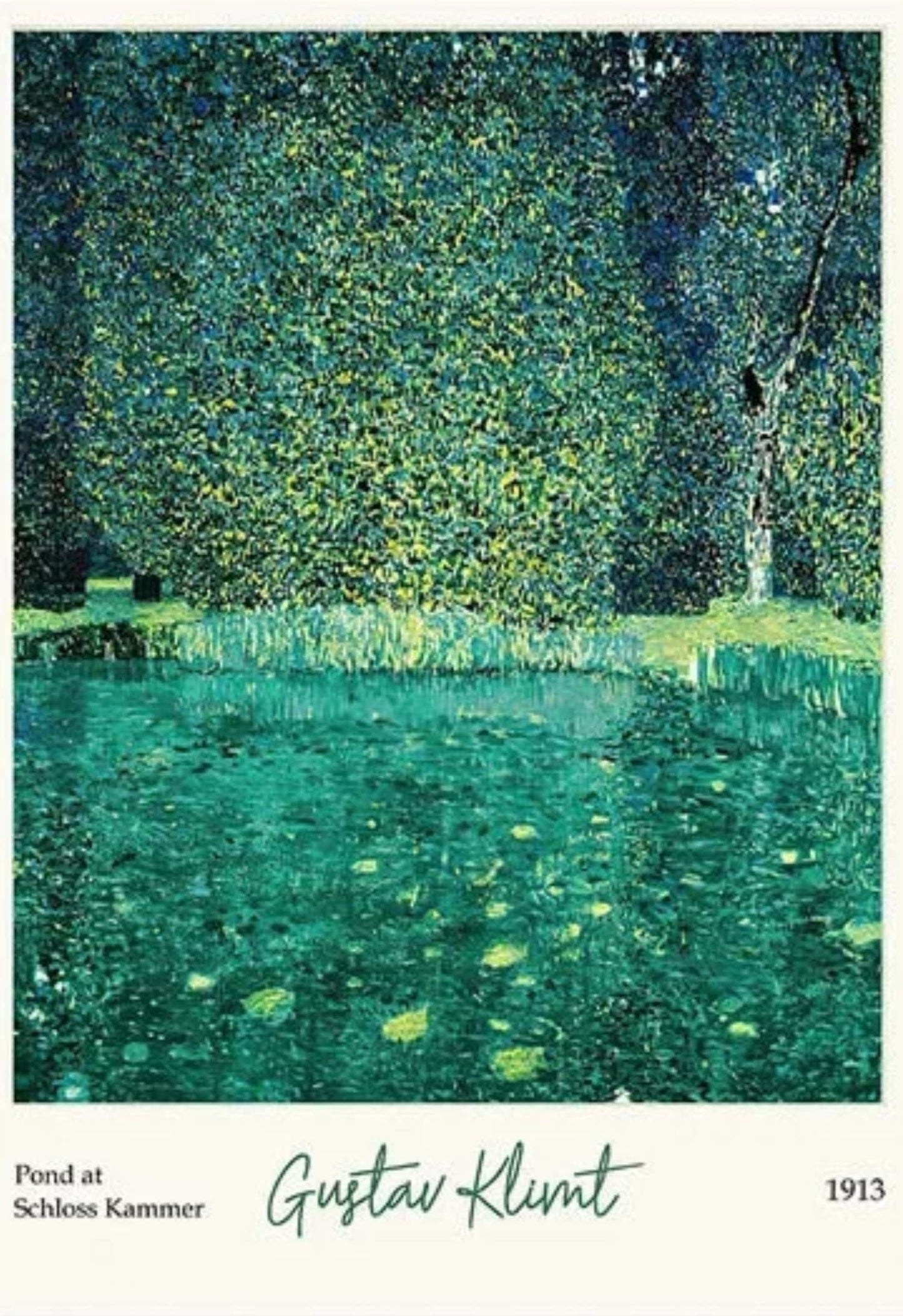 Gustav Klimt Vijver Scene | Attersee Impressionistisch | Levendige Art Nouveau