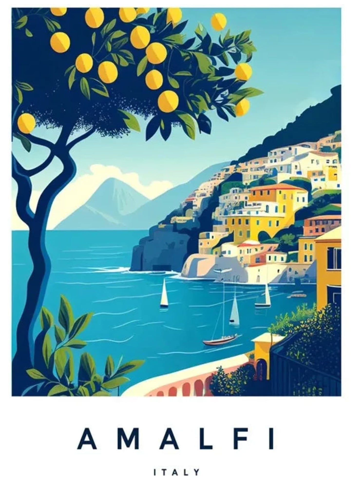 Amalfi Kust Vintage Scenisch | Italiaanse Kustdecor