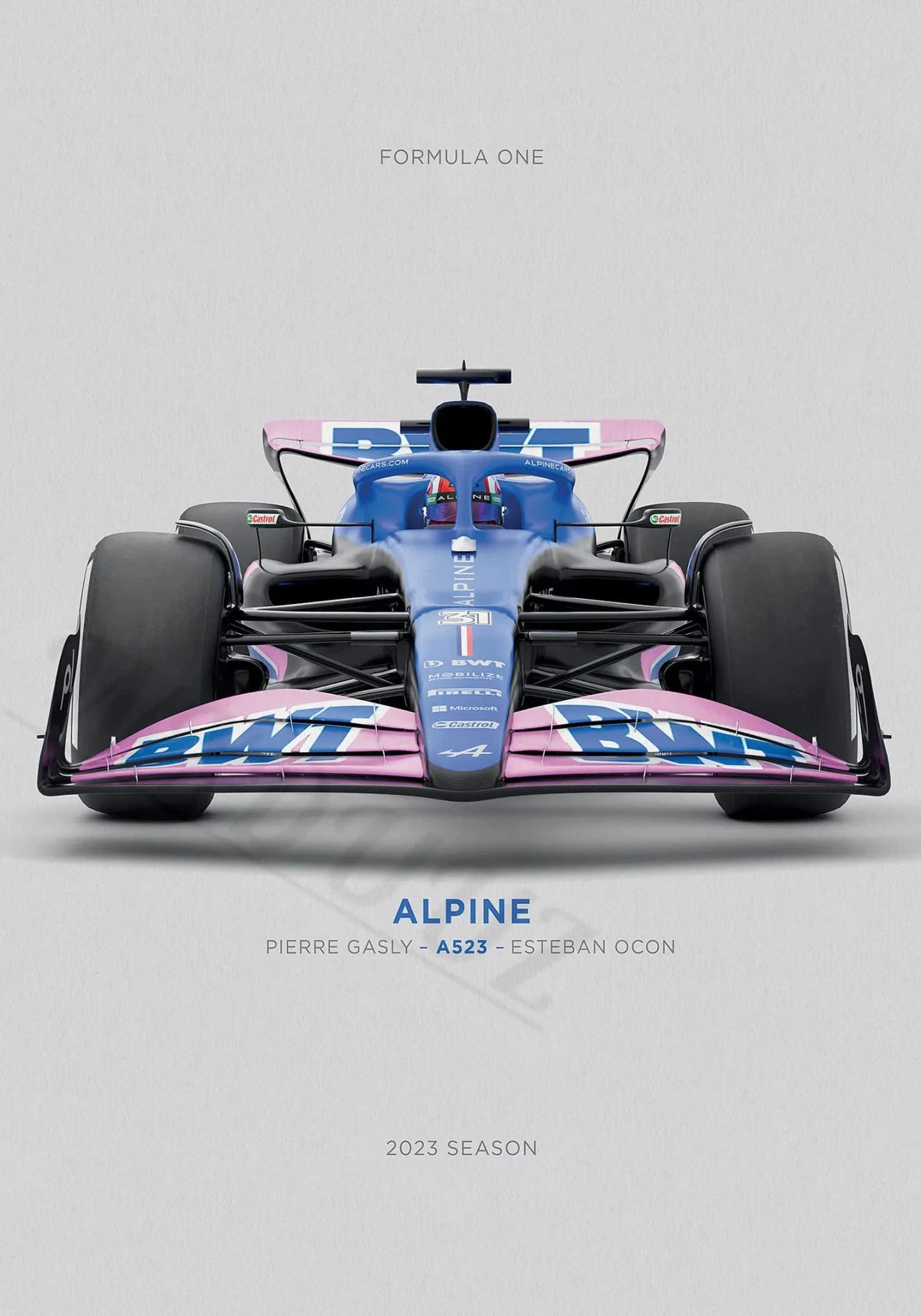Alpine A523 Poster | Pierre Gasly & Esteban Ocon | Experience the Speed & Precision of Formula 1