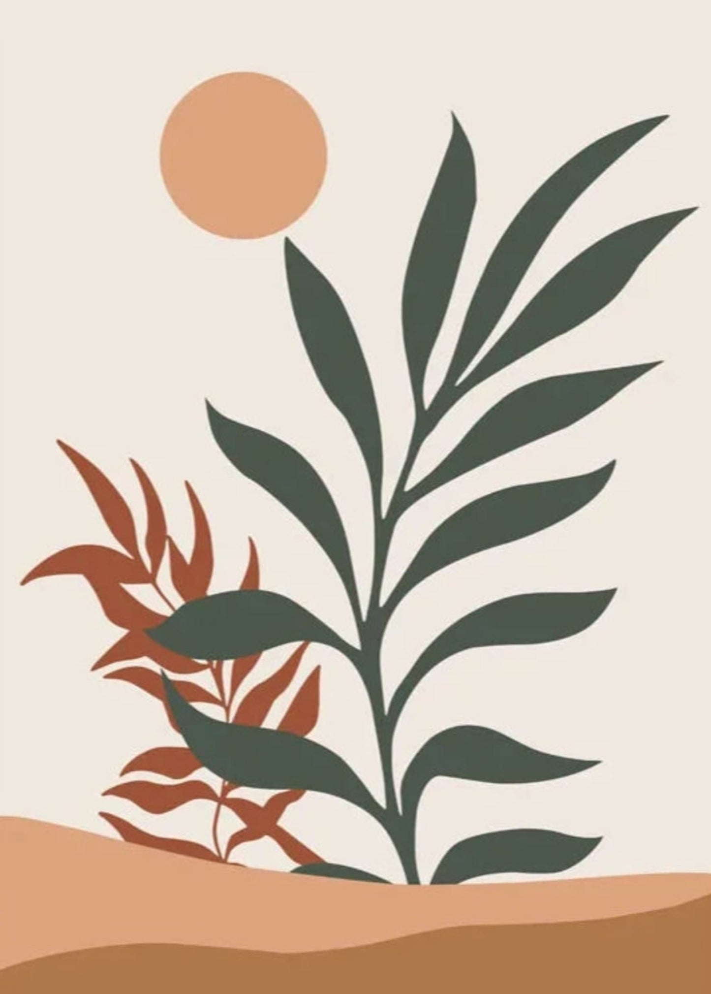 Warme, abstrakte botanische Dekoration | Zeitgenössisches Dekor