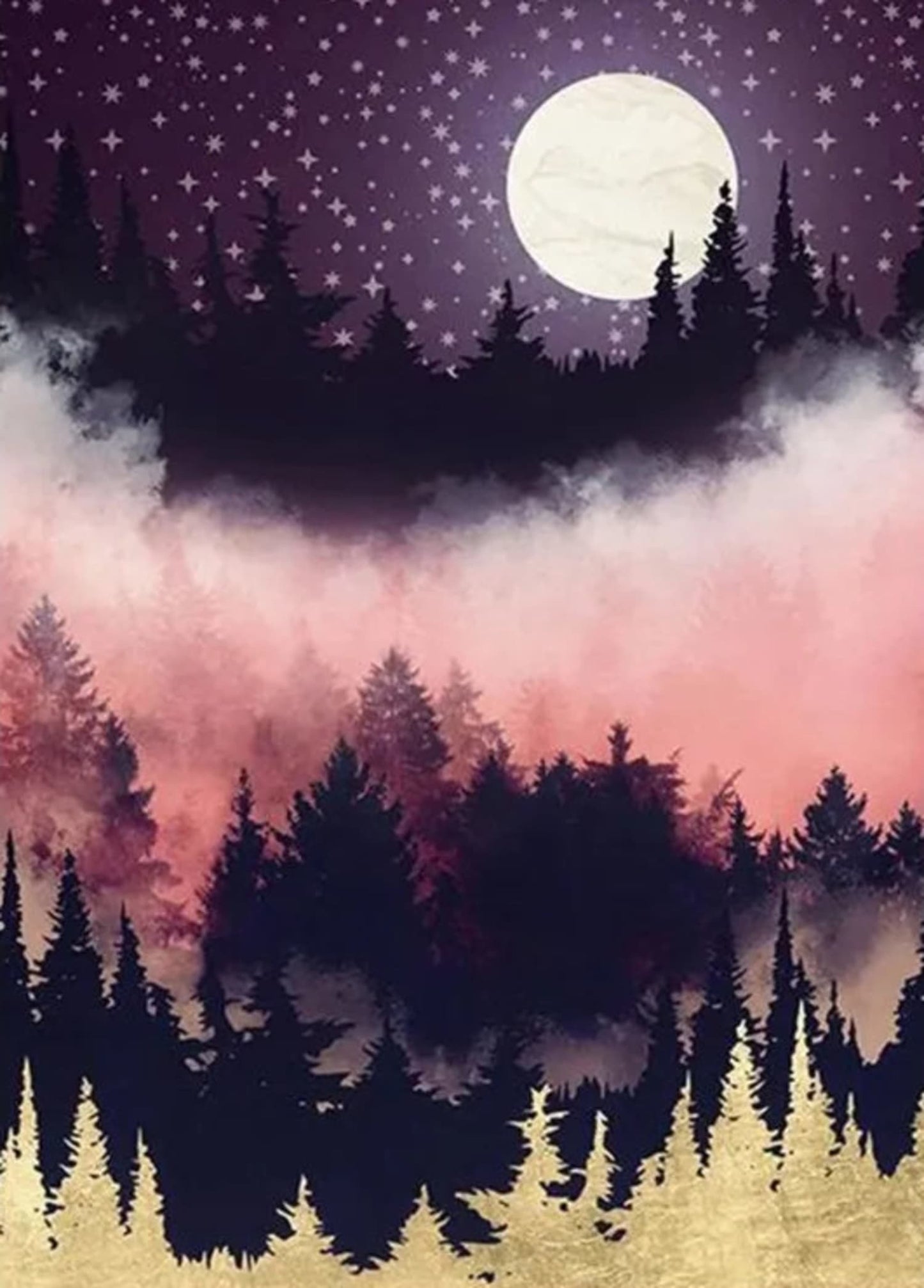 Abstraktes Poster | Bewölkte rosa Landschaft | Kunstdekor | Wanddekoration für Zuhause