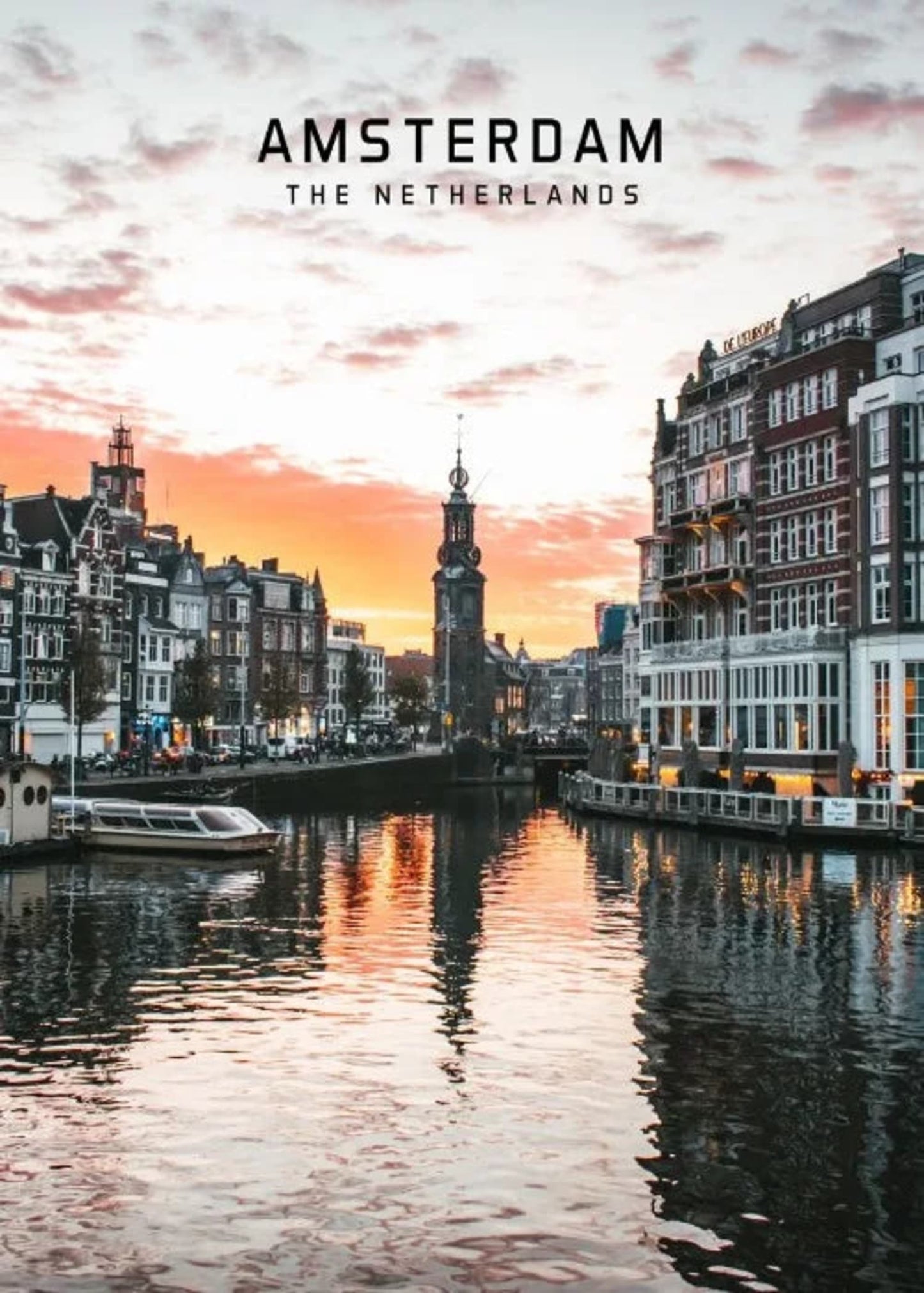 Canals of Amsterdam Poster | The Netherlands Scenic Art | Beautiful European Cities | Wall Decor Artwork