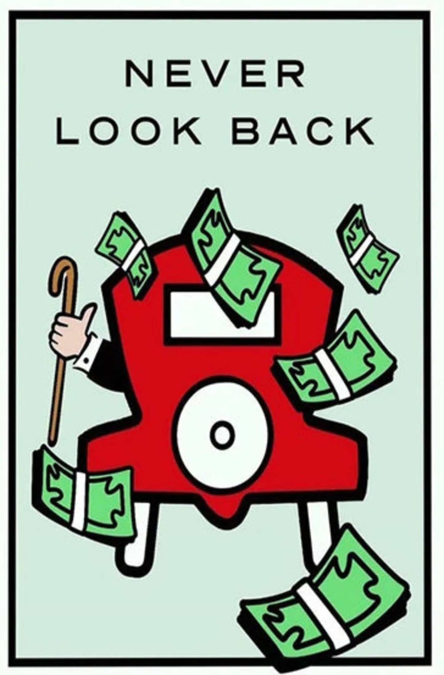 Monopoly Poster | Never Look Back | Wall Art | Inspirational Decor | Motivational Quote | Game Night Theme | Artistic Print