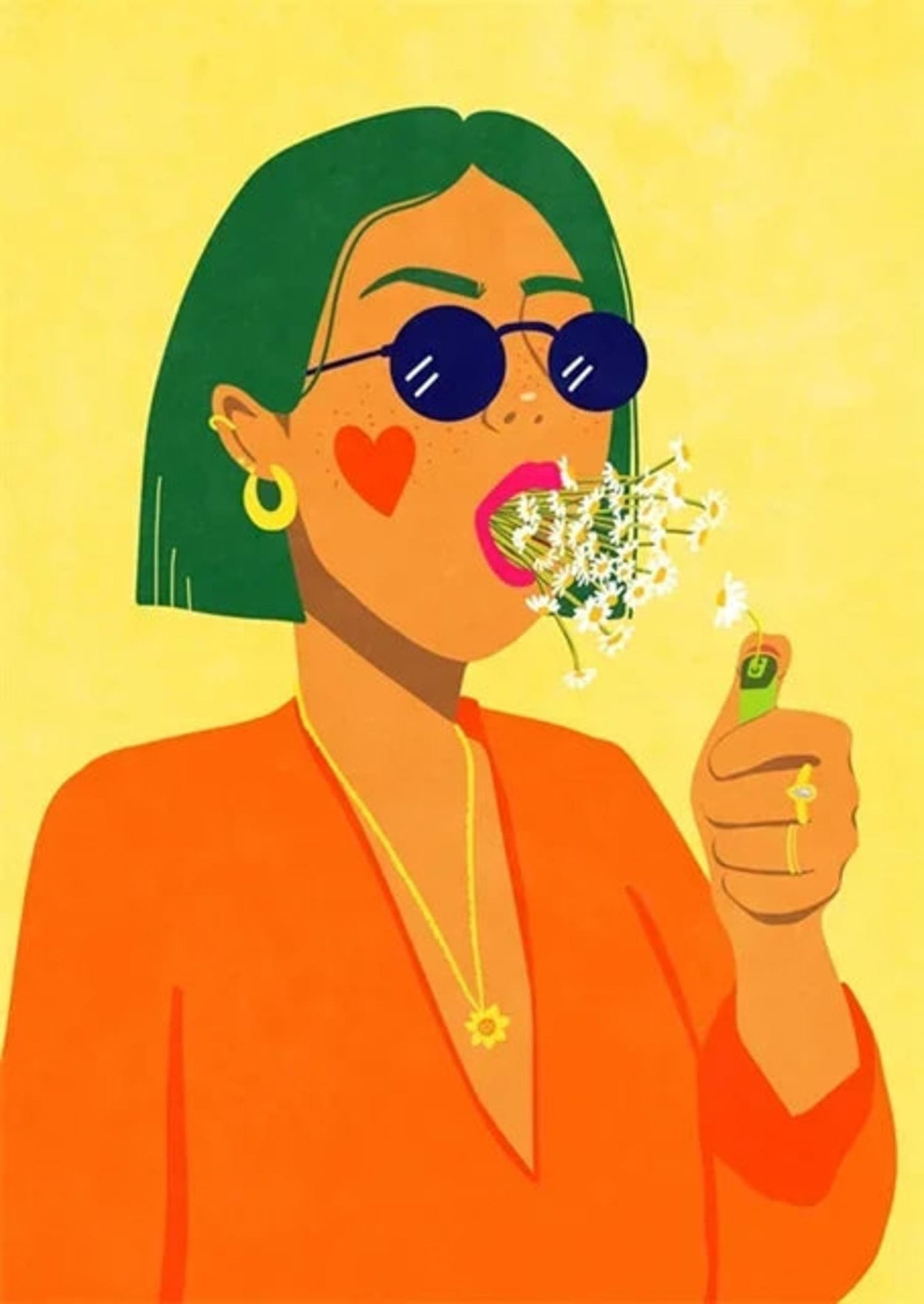 Chic Contemporary Flower Blowing Kiss Poster | Minimalist Art Print | Stylish Wall Decor