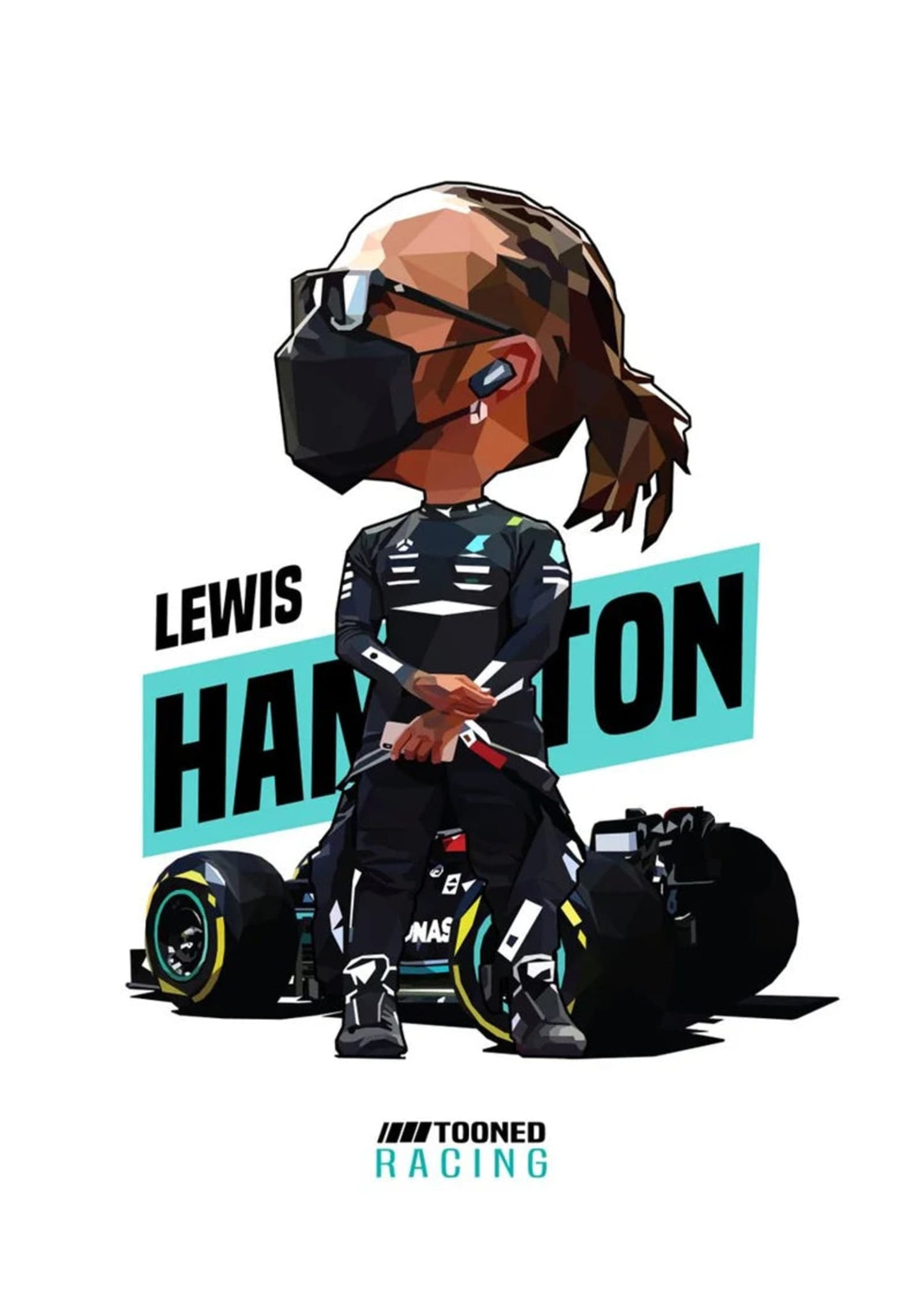 Cartoon Lewis Hamilton Helm | F1 Racing Kunst