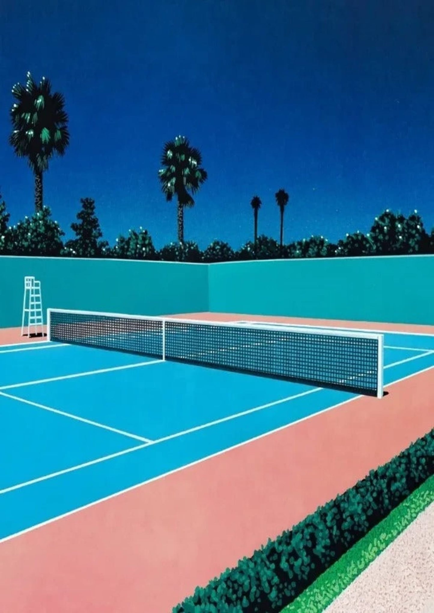 Retro Hiroshi Nagai Poster | Vaporwave Japanisches Strandstadtauto | Leinwand-Wandkunst | Nordische Wohndekoration