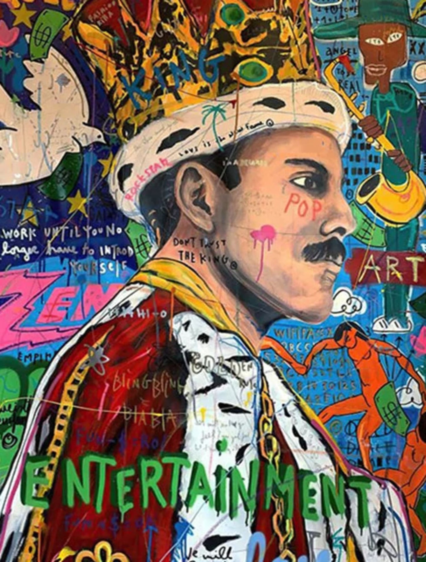 Abstraktes Graffiti-Kunstposter | Porträt der Königin von England | Wanddekoration fürs Wohnzimmer | Street-Pop-Leinwanddruck