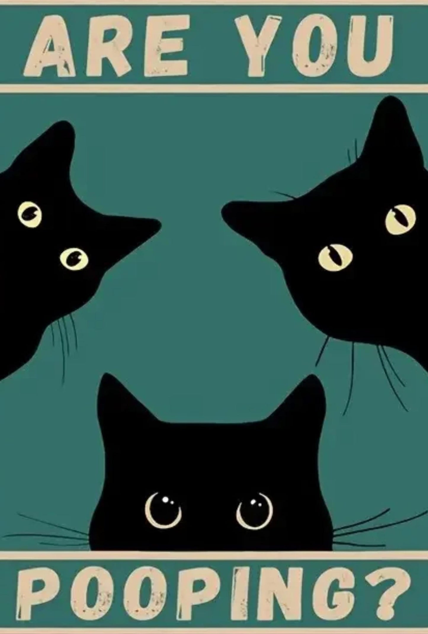 Poster | Lustige schwarze Katze | Retro-Kunst | Tierzitat | Toilettenlektüre | Wohnzimmer-Wanddekoration | Kätzchen-Design