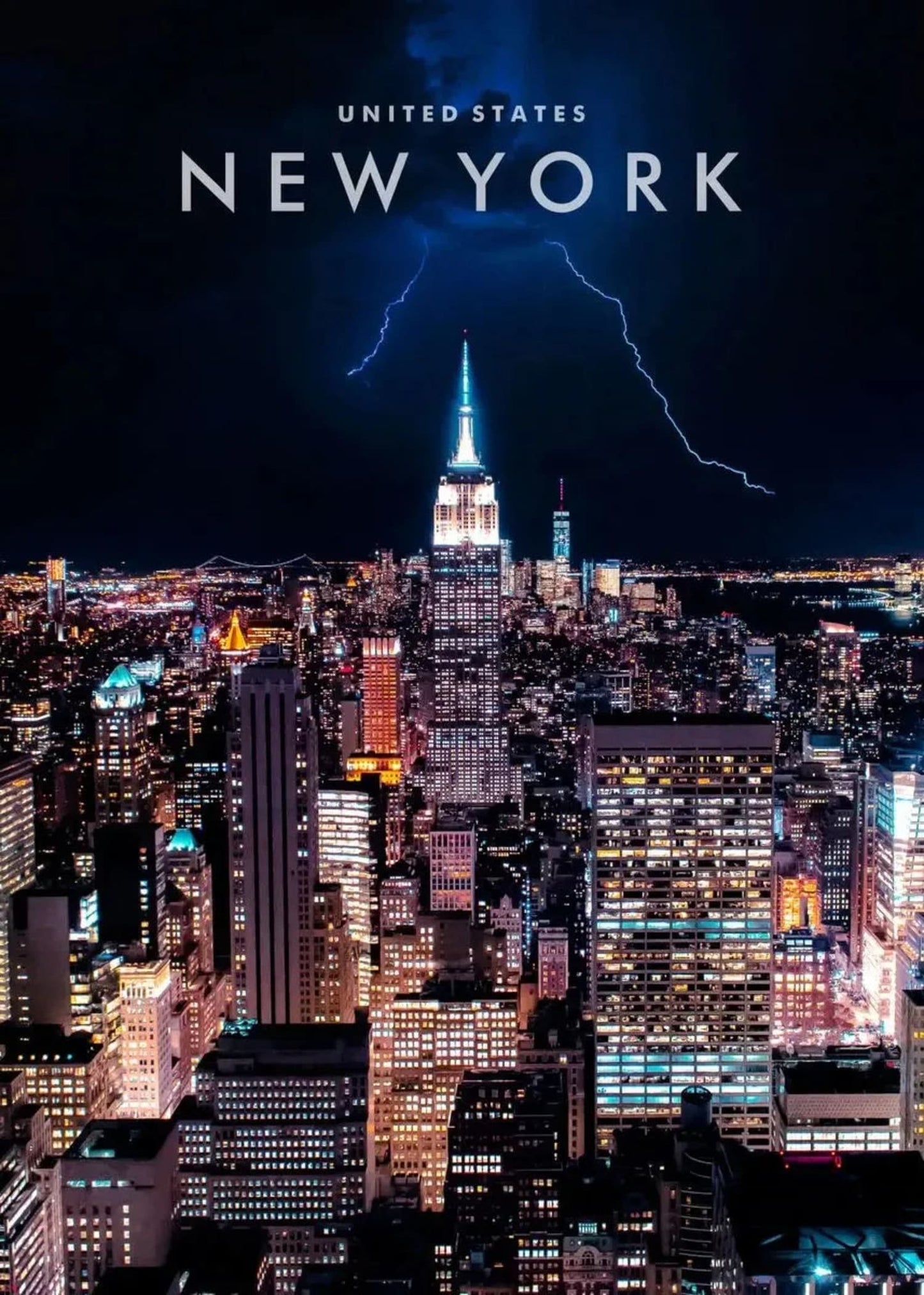 Empire State Building Lightning Strike Poster | New York City Skyline Art | Electrifying Urban Landscape Wall Decor