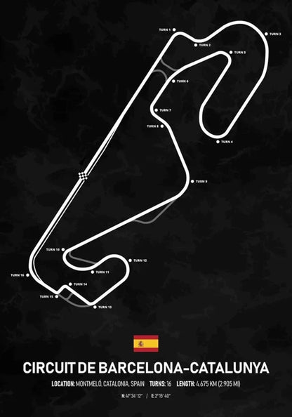 Circuit de Barcelona-Catalunya Formel-1-Poster | Spanien | Montmel | Ultimativer Grand-Prix-Kurs von Spanien | Spektakuläre F1-Rennposter