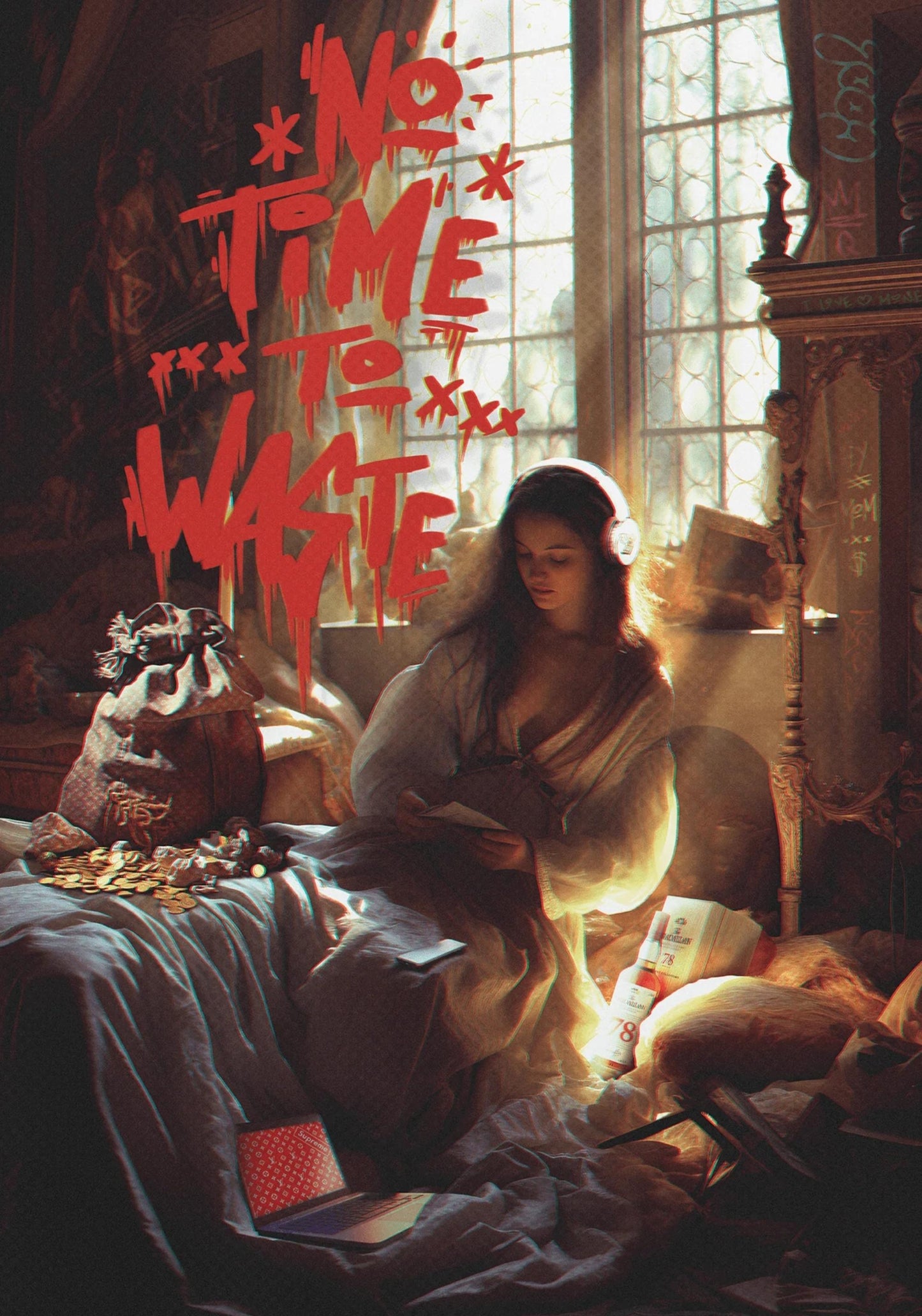 No Time To Waste | Motivational Wall Poster | Inspirational Art Print for Home & Office Decor | Eco-friendly Design