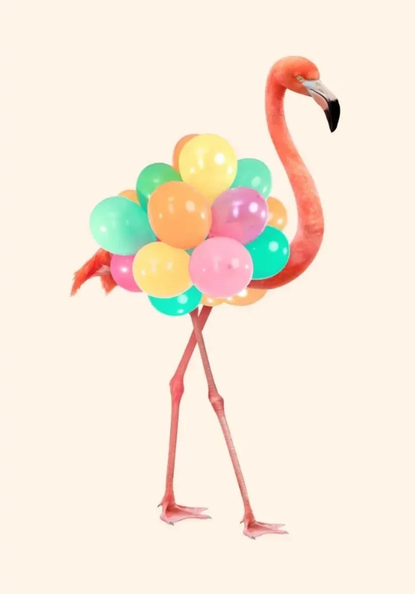 Fantastical Creatures Poster | Balloon Flamingo Design | Whimsical Art Print | Playful Home Decor
