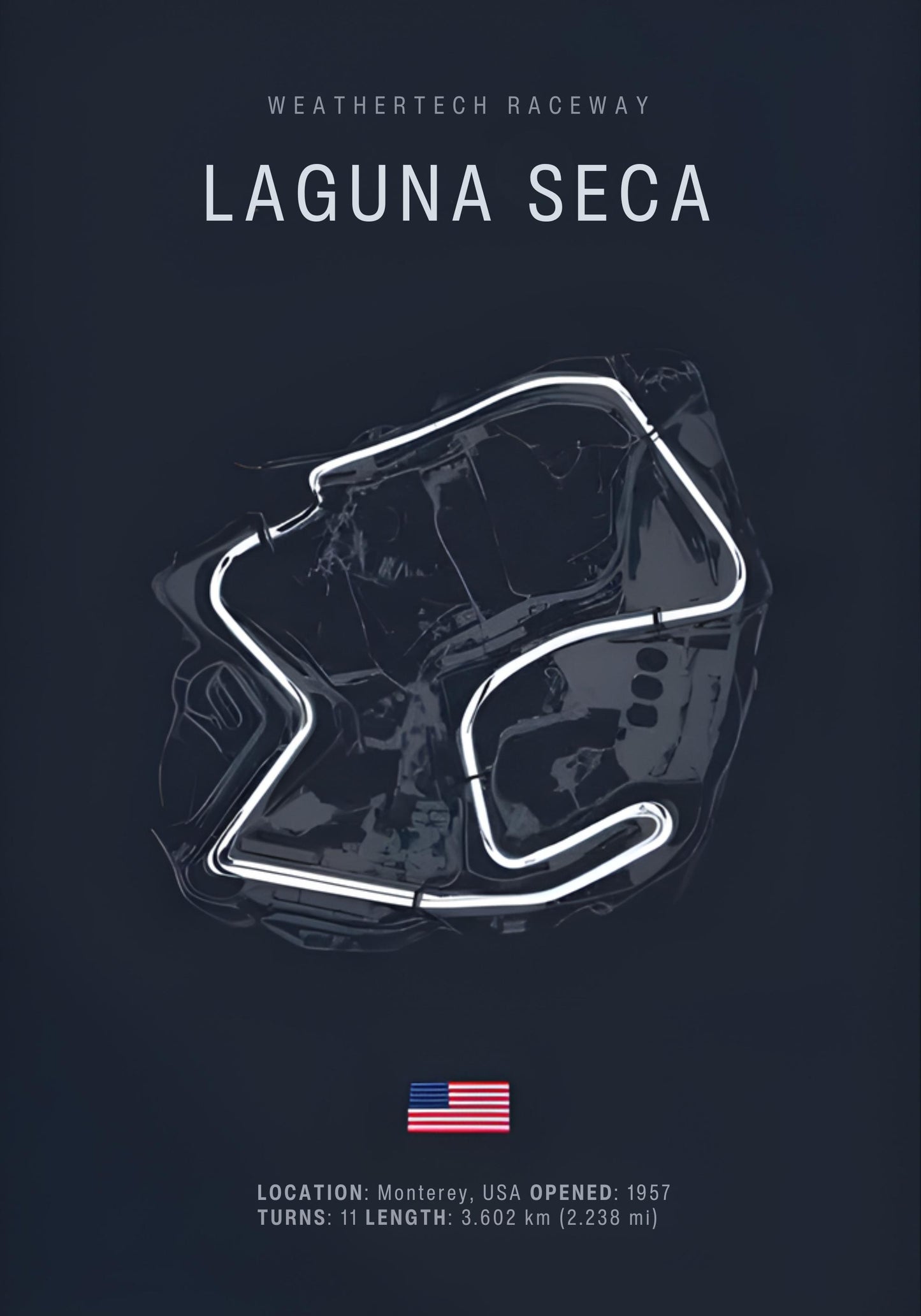 Laguna Seca Race Track Map | Wall Art | Motorsport Poster | Home Decor | High-Quality Print | Gift for Race Enthusiasts | Modern Artwork | Living Room Decor