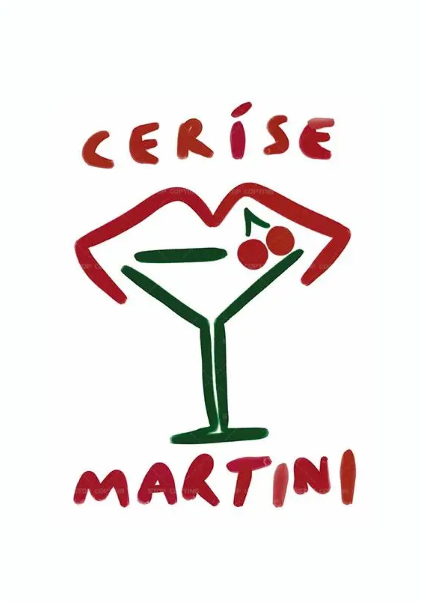 Cerise Martini | Minimalistic Cocktail Artwork