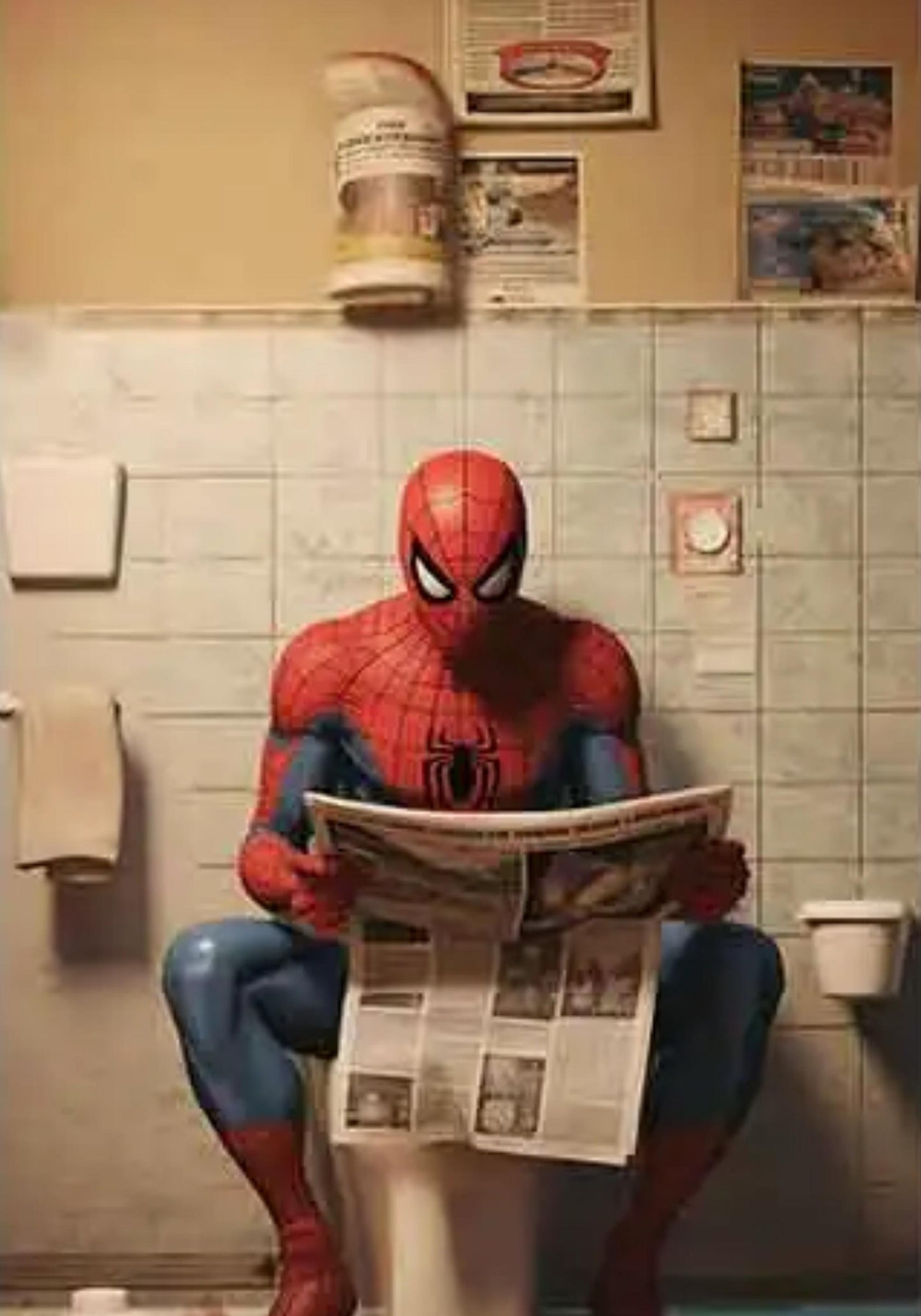 Marvel Superhero | Funny Spiderman Bathroom Art