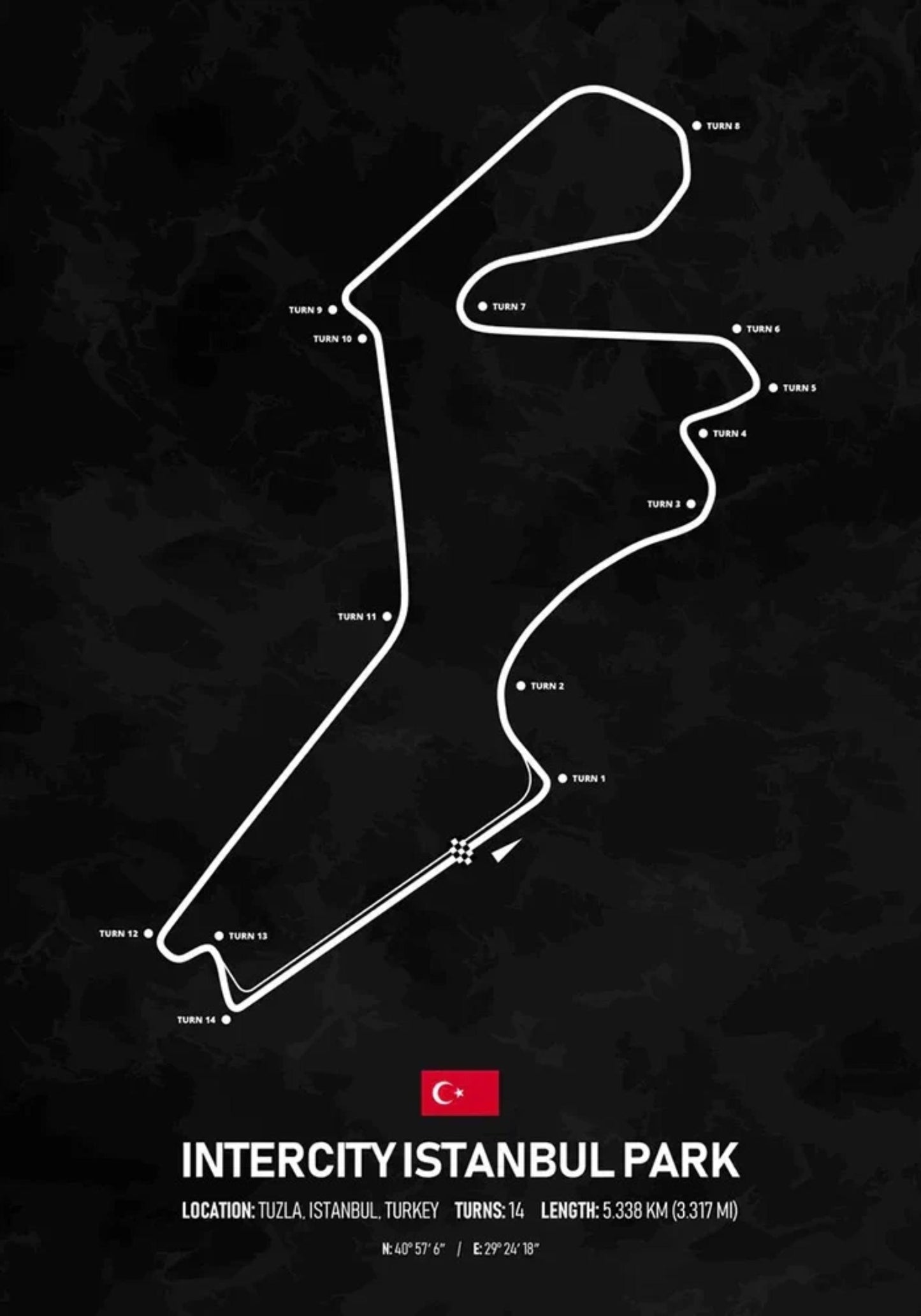 Intercity Istanbul Park Formel-1-Poster | Türkei | Istanbul | Spannende türkische Grand-Prix-Strecke | Aufregende F1-Rennposter
