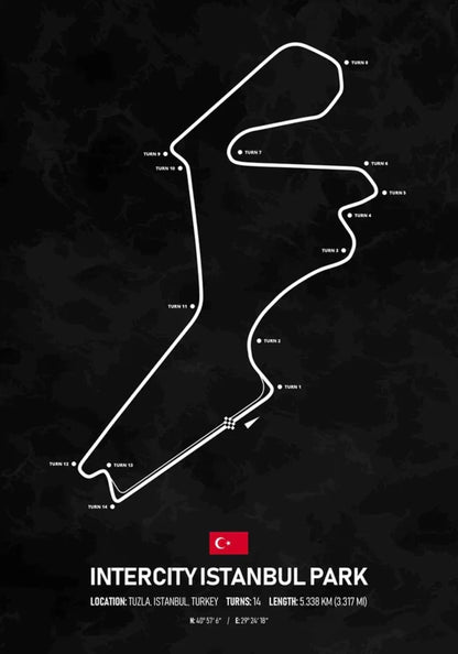 Intercity Istanbul Park Formel-1-Poster | Türkei | Istanbul | Spannende türkische Grand-Prix-Strecke | Aufregende F1-Rennposter