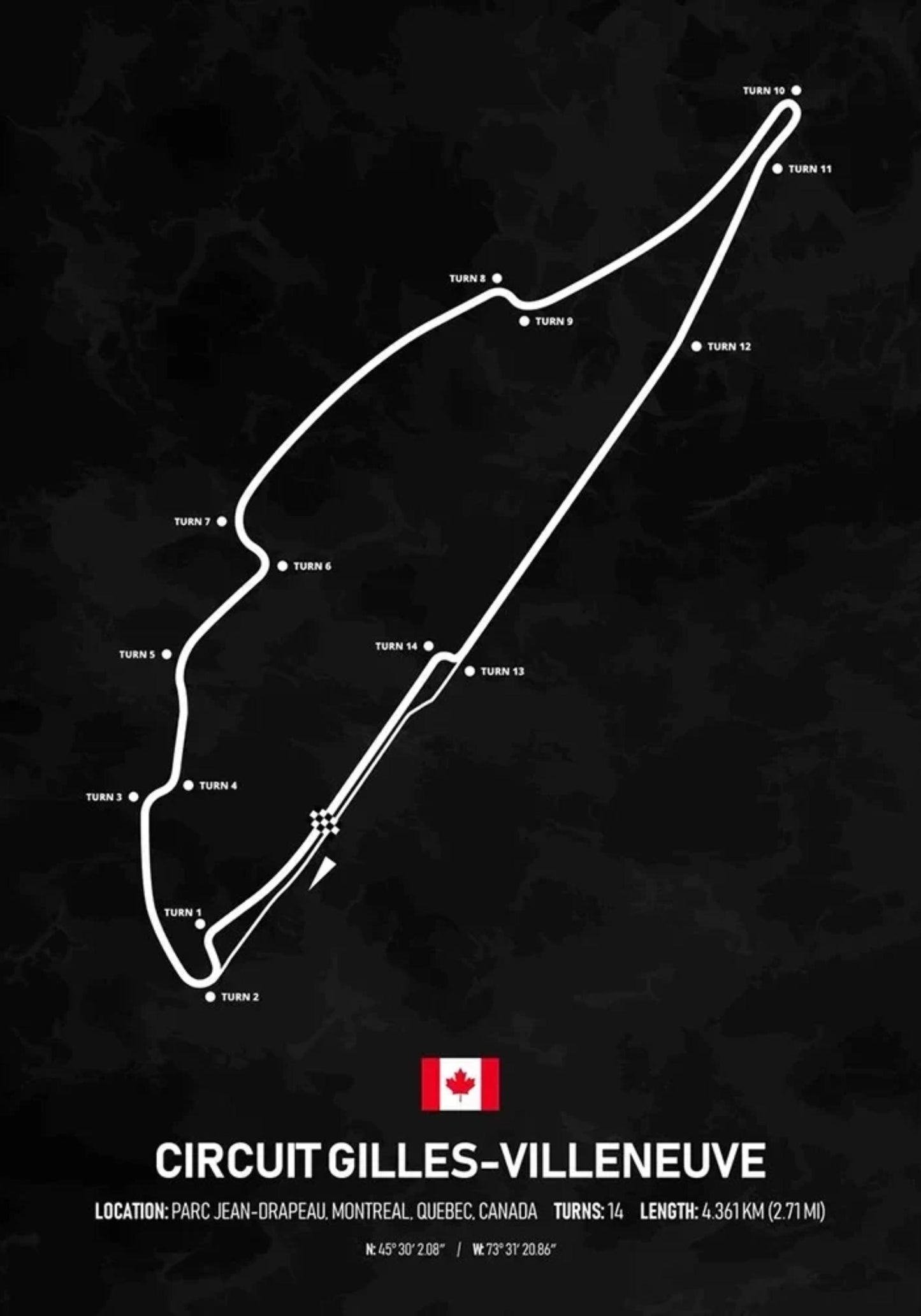 Formel-1-Poster Circuit Gilles-Villeneuve | Kanada | Montreal | Kultige Grand-Prix-Strecke von Kanada | Sammelbare F1-Streckenposter
