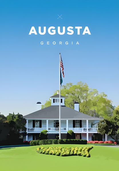 Augusta Clubhouse Poster | Georgia Golf Course Tribute | World's Greatest Courses Art Print