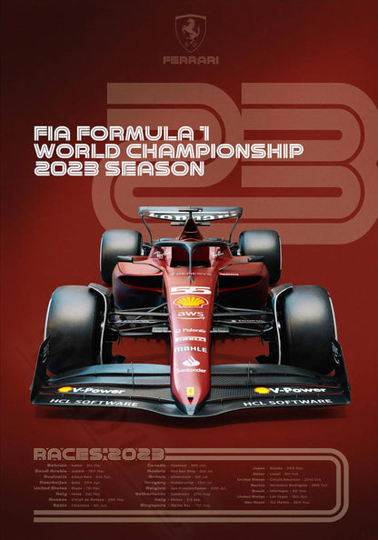 Ferrari | Charles Leclerc | Carlos Sainz | Klassisches Poster zur F1-Teammeisterschaft 2023