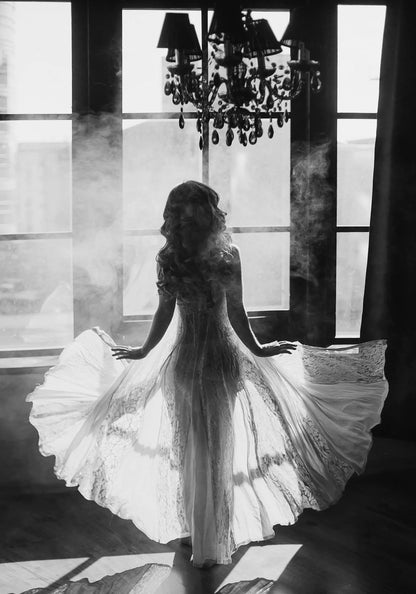 White Dress & Smoke | Art Print Poster | Elegant Smoke Design | Wall Decor | Modern Home Art | Visual Artwork