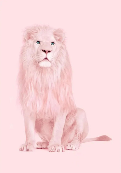 Fantastical Pink Lion Creatures Poster | Whimsical Art | Playful Home Decor