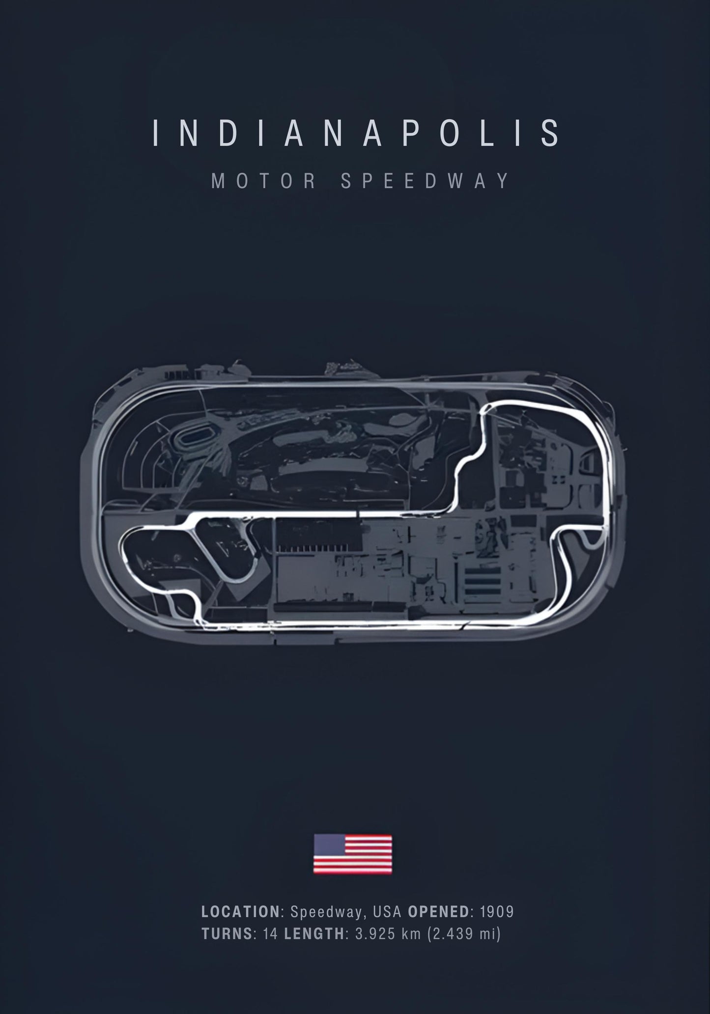 Indianapolis Formula 1 Track Layout | Art Print Poster | F1 Circuit Design | Home Decor Wall Art