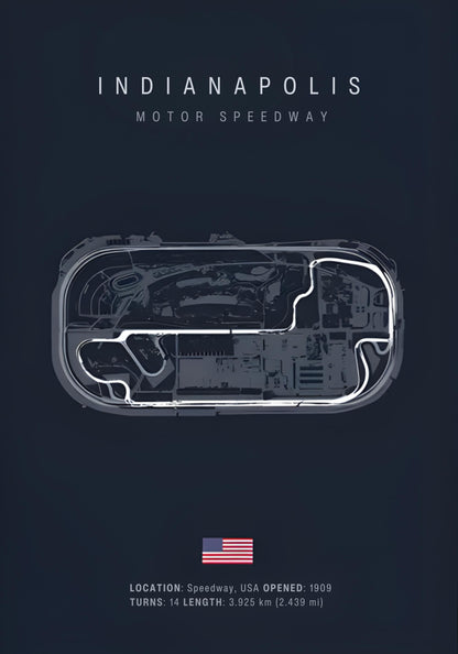 Indianapolis Formula 1 Track Layout | Art Print Poster | F1 Circuit Design | Home Decor Wall Art