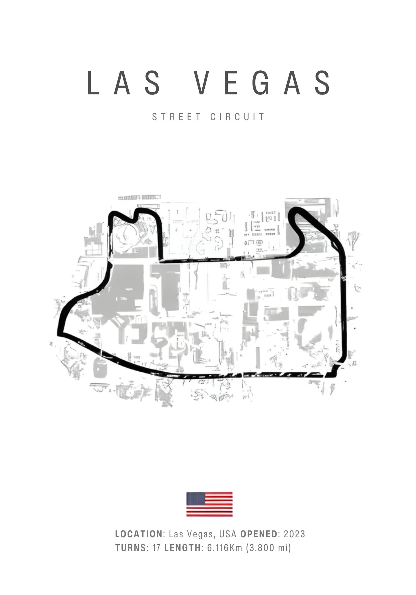 Las Vegas Formula 1 Circuit Poster | F1 Track Layout | Racing Art Print | Home Decor | Wall Art