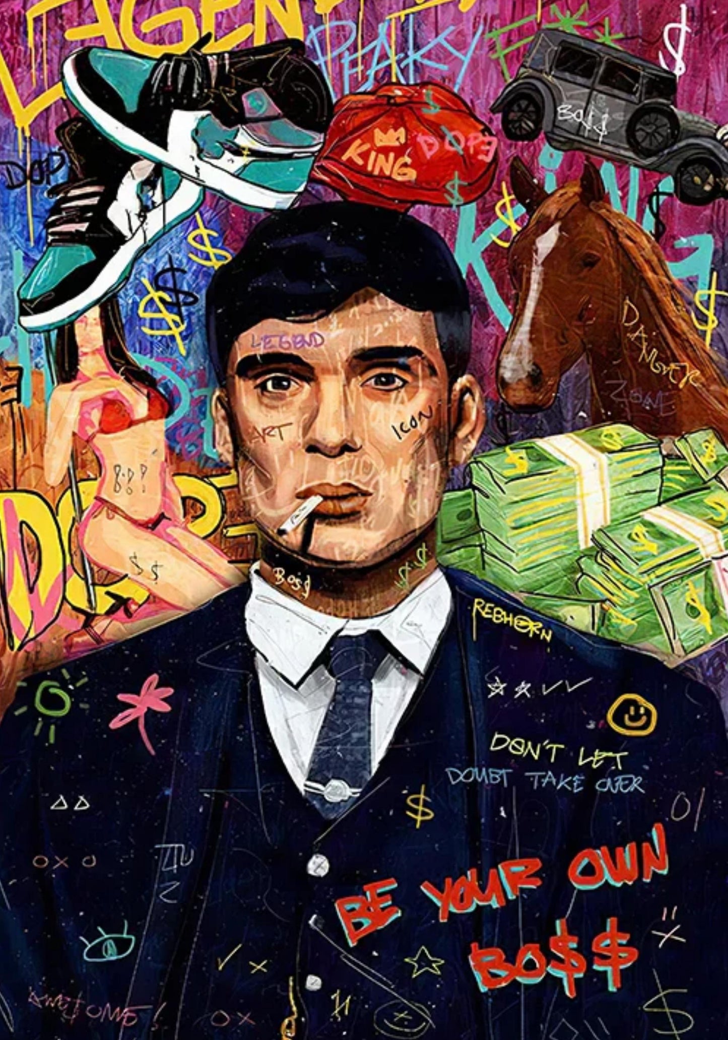 God Father Pop-Art-Poster | Graffiti-Wandkunst auf Leinwand | Filmstar-Druck für Wohnzimmer | Wohndekoration