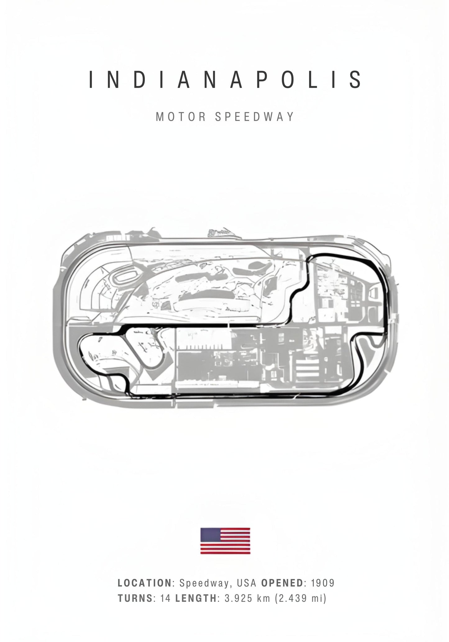 Streckenlayout der Formel 1 Indianapolis | Rennstrecken-Grafik