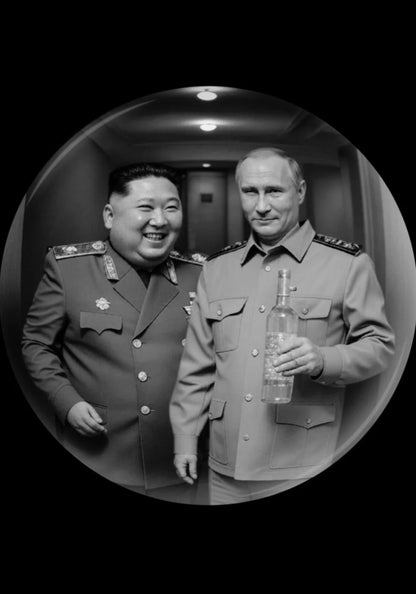Nordkoreanischer Führer & Russischer Präsident | Vintage Schwarz-Weiß