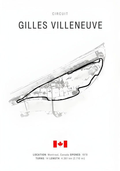 Gilles Villeneuve Circuit | F1 Track Layout Poster | Formula 1 Racing Art | Home Decor Print