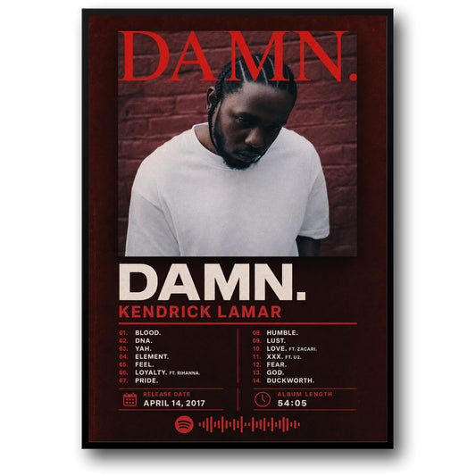 Kendrick Lamar DAMN Album Kunst Poster | Muziek Wanddecoratie Afdruk | Iconische Hip Hop Kunstwerk voor Fans en Verzamelaars | Hoge Kwaliteit Muziekafdruk