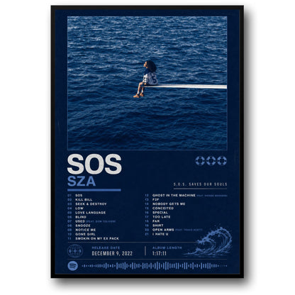 SZA SOS Album Cover Art Poster | Ocean Theme Decor | Unique Music Art Print | Wall Art for Music Lovers | Aesthetic Home Decor Poster